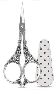4.5 Inch Silver Sewing Embroidery Scissors with Leather Scissors Cover Small Ut