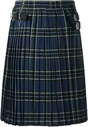 [Generic] Mens Fashion Casual Retro Scottish Style Plaid Contrast Waistband Pleated Skirt Training Pants Men