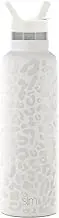 Simple Modern Water Bottle with Narrow Mouth Straw Lid Metal Thermos Vacuum Insulated Stainless Steel l Reusable Leak Proof BPA-Free Flask | Ascent Collection | 20oz, Cream Leopard