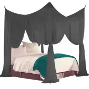 Just Relax Four Corner Post Elegant Mosquito Net Bed Canopy Set, Black, Full-Que
