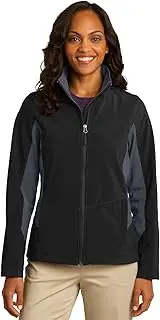[Port Authority] Ladies Core Colorblock Soft Shell Jacket. L318 Black/ Battleship