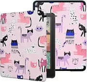 Case for 7-Inch Kindle Colorsoft Signature Edition and All-New Kindle Paperwhite 12th Gen 2024 Release, Lightweight Shell Cover with Auto Wake/Sleep Hand Strap Feature, Cute Cat