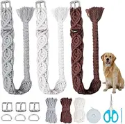 WEBEEDY 3 Sets DIY Macrame Dog Collar Kit for Adults Beginners Colorful Macrame Cord Knotting Set Adjustable Pet Necklace Making with 60m Cotton Cord and Instruction DIY Personalized Pet Collar