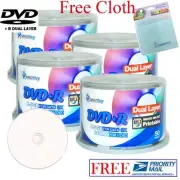 200 Smartbuy 8X White Inkjet Printable DVD+R DL Disc + FREE Micro Fiber Cloth