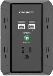 Multi Outlet Extender Surge Protector - POWERIVER Multi Plug Wall Outlet with 5