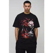Mens Black Oversized Blossom Tree T-Shirt