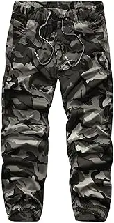 [HanzhuoLG] Men Cargo Overalls Military Tactical Outdoor Pants Camo Army Offroad Male Clothing Baggy Big Size Long Trousers For Men's Grey camouflage S