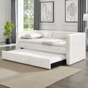 Twin Size Daybed, Upholstered sofa bed,The bottom pulls out to form a bed ,Strip