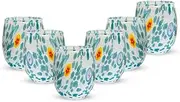 [Gocce di Murano] Set of 6 Water Glasses, Made According to The Tradition of Murano Craftsmen, Hand Blown and Handmade Glass, 300ml - Water Glasses Glass Rainbow Rain