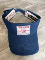True Religion Buddha Logo Patch Adjustable Denim Visor Hat