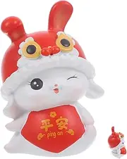 Bunny Ornament Desktop Adorn Bunny Figurine Mini Rabbit Figurines New Years Decorations Car Desk Chinese Rabbit Statue Decor Tiny Bunny Miniature Bunny Decor Resin Cute Piggy Bank