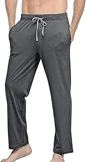 [Generic] Men's Loose Fit Cotton Drawstring Yoga Pants Straight Leg Solid Casual Trousers Casual Baggy Outdoor Sweatpants, Dark Grey, Small