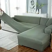 Sofa Covers L-Shaped Sectional Couch Covers L Shape Corner Sofa Slipcovers Furniture Protector for Living Room Stretch Elastic 2/3/4 Seater Sofa Protector for Cats Dogs