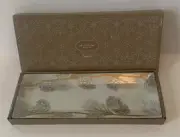 St Nicholas Square ~ Porcelain Platter ~ Silver Pinecones & Gold Branches ~ NIB