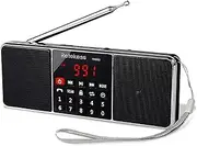 Retekess TR602 Portable AM FM Stereo Radio with Wireless MP3 Player Speaker AUX Input Support TF Card Sleep Timer (Black)