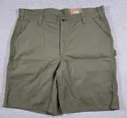 Carhartt Relaxed Fit Carpenter Washed Twill Dungaree Shorts Men Sz 40x10 Green