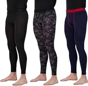 [Real Essentials] 3 Pack: Men's Active Compression Pants - Workout Base Layer Tights Leggings