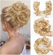 Hairpiece Synthetic Hair Bun Extensions Side Comb Clip in Messy Curly Hair Chignon Scrunchies for Women Daily Use(27H613)