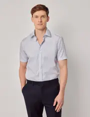 Hawes & Curtis Non-Iron Blue & Red Check Slim Fit Shirt | Short Sleeve Size: XXL