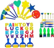 1Set Painting Brush DIY Sponge Brush Kit with Handles for Creative Art Projects Suitable for Boys for Watercolor and Oil Painting