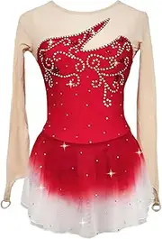 [Zagitova] Ice Figure Skating Dress for Girls Patchwork Women Gradient Competition Dance Outfits with Shiny Rhinestone