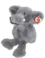 13" NEW Ty CUDDLYS Ella Elephant Gray Plush Stuffed Animal Sparkle Eyes