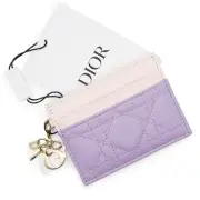 Christian Dior Lady Freesia Card Holder Case Pass Canage Lambskin
