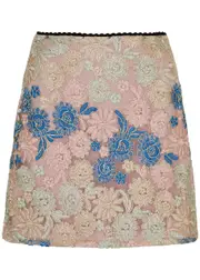 Sister Jane Artist Embroidered Floral-embroidered Mini Skirt - Pink - 10 (UK10 / S) 10 (UK10 / S)