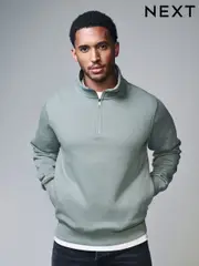 Blue Jersey Cotton Rich Quarter Zip Sweatshirt (E97247) | $58
