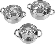 3 Piece Stainless Steel Induction Cookware Set, Anti Stick Dishwasher Safe Pots and Saucepan with Anti Scald Handle Lids for Soup, Pasta, Stew, Silver, Cooking Pots