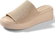 [Leevar] Platform Sandals for Women - Soft Memory Foam Padded Platform Wedges Sandals - Womens Backless Slip On Platform Slides - Comfy Square Open Toe Mules Nude Clear White Black Platform Sandals