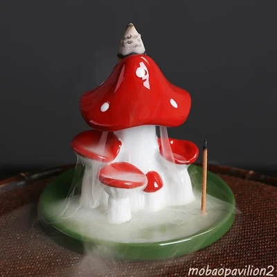 Lovely Mushroom Waterfall Backflow Incense Burner Incense Stick Holder Censer