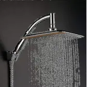 360 Swivel Joint 9 Inch Square Rainfall Overhead Shower Head Ionic Filtration High Pressure Saving W