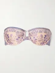 [Zimmermann] Zimmermann - Lucky Strapless Printed Underwired Balconette Bikini Top - Lilac - 2 C/D 2 C/D Purple