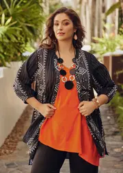 [TS] Taking Shape Tribal Coast Natural Shirt Size 16 in Print, Viscose - Plus Size Women's Clothing Print