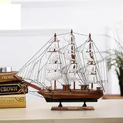 40CM Sailboat Model Boat Decoration Office Desk TV Cabinet Porch Prop Souvenir Retro Color Men and Women