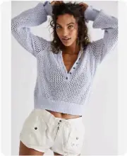 $138 NWT Free People Care FP Snowdrift Pullover / Peri Ice Xs Sweater Cardigan