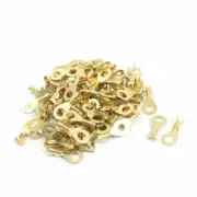 A● 100pcs 12-10AWG Wire Copper Tongue Non-insulated Ring Terminals