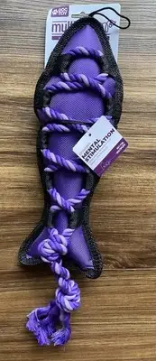 Multipet Cross Ropes Fish Purple Dog Toy, 11.5 in