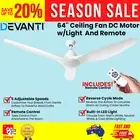 64'' Ceiling Fan DC Motor with Light and Remote Lighting Fans Timer 3 Blades