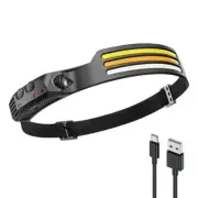 Waterproof Headlamp COB LED Motion Sensor Head Torch Headlight Night Buddy USB