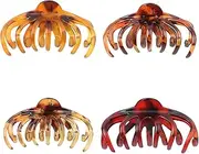 Large Hair Claw Clips for Women, Claw Clip Octopus Leopard Hair Clips | Large Hair Clup Non-Slip Strong Hold Jaw Clip for Curly Hair & Long Hair