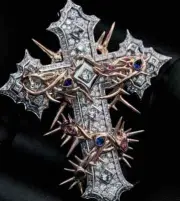 4.50Ct Round Cut Moissanite Men's Cross Religious Pendant 14K White Gold Plated