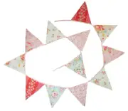 EMMA FLORA COTTON BUNTING PARTY DECOR FLAGS PENNANT - 12 Flags **FREE DELIVERY**