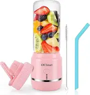 iOCSmart Portable Blender on the go, Mini Blender for Shakes and Smoothies, Personal Juicer Blender USB Rechargeable with Juice Cup Lid 4000mAh Battery (Pink 2)