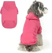 SCENEREAL Dog Hoodie Sweaters for Small Medium Large Size Dogs, Fleece Dog Sweatshirt with Hat and Pocket,Soft Cotton Cold Winter All Weather Dog Clothes for S to XL Sized Dogs, Pink S