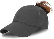 [goldenbrocade] Women's Baseball Cap Ponytail Adjustable Criss Cross Hat for Sport Hiking & Summer Beach Vacation