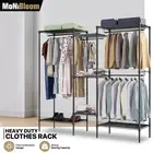 Metal Garment Rack Adjustable Corner Clothes Shoe Storage Shelf Closet Organizer