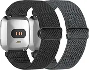 Puhuite Elastic Nylon Band for Fitbit Versa 2, Versa, Lite, SE - Adjustable Breathable Comfortable Sport Replacement Wristband for Women Men