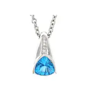 Silver 4.19 ct. tw. Diamond & Blue Topaz Pendant Necklace